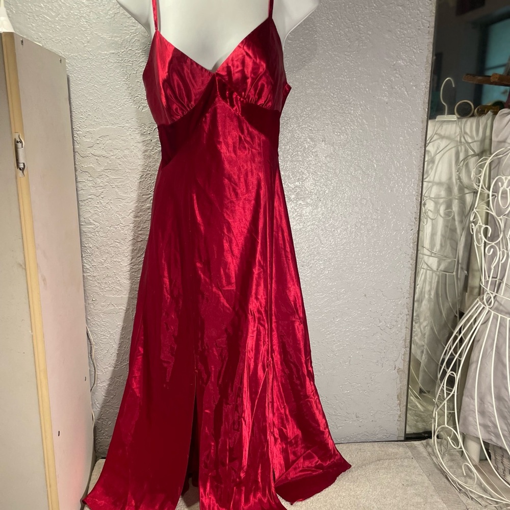 Red Satin Slip Maxi Nightgown